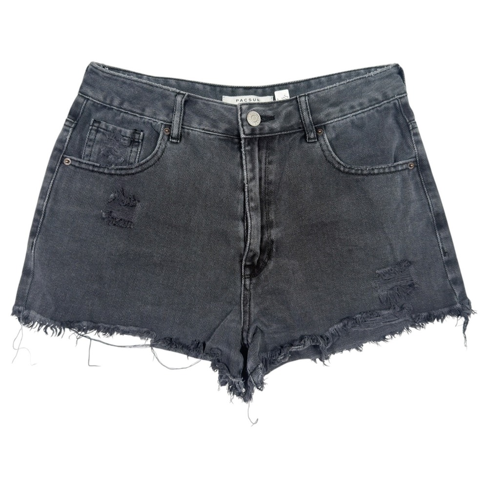 PacSun High Rise‎ Festival Shorts Black Distressed Denim Womens 27
